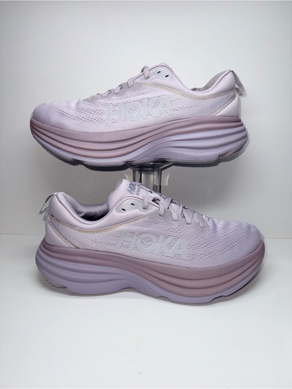 HOKA BONDI 8 Women's Pale Pink Running Sneakers